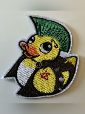 IRON OR SEW ON EMBROIDERED PATCH PUNK DUCK